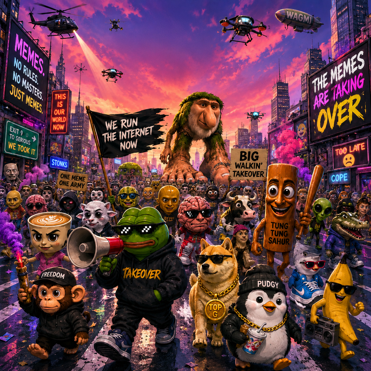 TAKEOVER meme army poster artwork